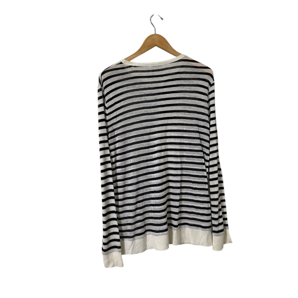 T BY ALEXANDER WANG Striped Knit Linen Long Sleeve Top Shirt Tunic - Picture 6 of 8